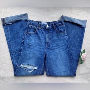 Zara Distressed Denim Wide Leg Jeans